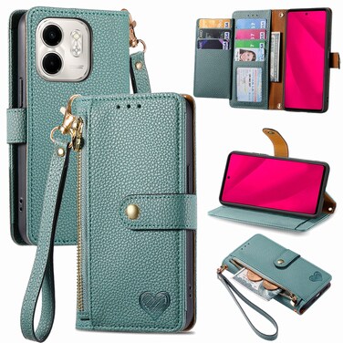 Case cover For Infinix Smart 9 Love Zipper Lanyard Leather Phone Case(Green)