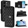 Case cover For Infinix Hot 40i Rhombic Texture Flip Leather Phone Case with Lanyard(Black)