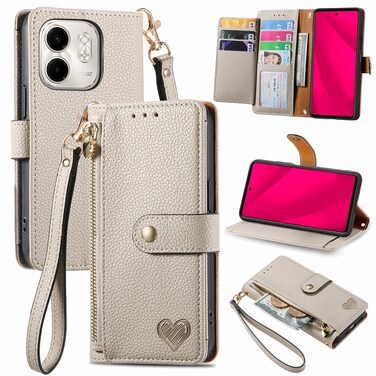 Case cover For Infinix Smart 9 Love Zipper Lanyard Leather Phone Case(Gray)