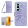 Case cover For Infinix Hot 50 Pro+ 4G Skin Feel Sun Flower Embossed Flip Leather Phone Case with Lanyard(Purple)