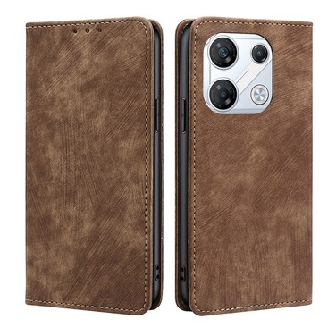 Case cover For For Infinix GT 10 Pro 5G RFID Anti-theft Brush Magnetic Leather Phone Case(Brown)