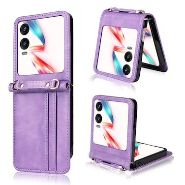 Case cover For Infinix Zero Flip Crossbody Card Bag PU Folding Phone Case(Purple)