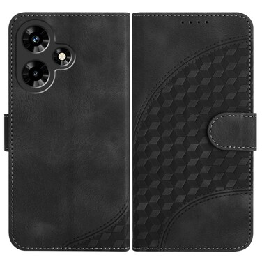 Case cover For Infinix Hot 30i Elephant Head Embossed Phone Leather Case with Lanyard(Black)
