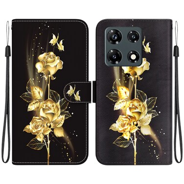 Case cover For Infinix Note 30 Pro Crystal Texture Colored Drawing Leather Phone Case(Gold Butterfly Rose)