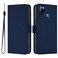 Case cover For Infinix Smart 5 Skin Feel Solid Color Leather Phone Case with Lanyard(Navy Blue)