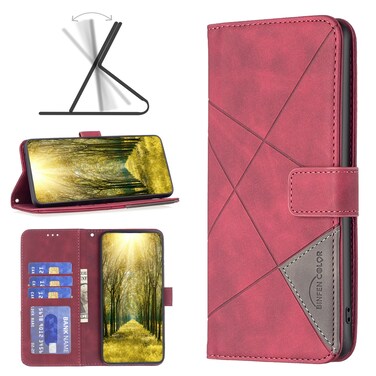 Case cover For Infinix Note 11 Magnetic Buckle Rhombus Texture Leather Phone Case(Red)