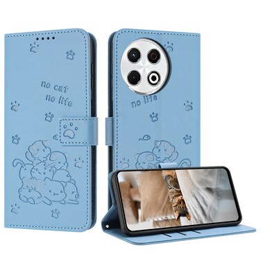 Case cover For Tecno Spark 30 Pro Embossed Kitten Phone Leather Case with Lanyard(Blue)
