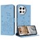 Case cover For Tecno Spark 30 Pro Embossed Kitten Phone Leather Case with Lanyard(Blue)