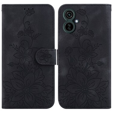 Case cover For Tecno Camon 19 Neo Lily Embossed Leather Phone Case(Black)