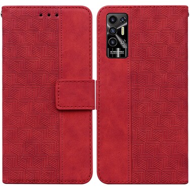 Case cover For Tecno Pova 2 Geometric Embossed Leather Phone Case(Red)