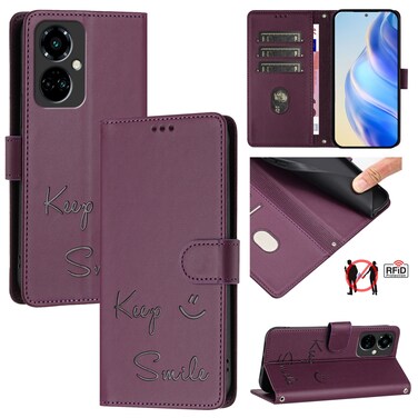Case cover For Tecno Camon 19 Pro 5G Smile Embossing RFID Leather Phone Case(Violet)