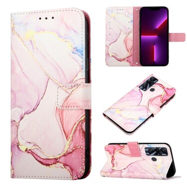 Case cover For Tecno Pova Neo(LE6) PT003 Marble Pattern Flip Leather Phone Case(Rose Gold LS005)