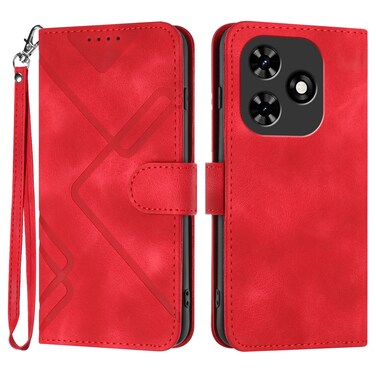 Case cover For Tecno Spark Go 2024 Line Pattern Skin Feel Leather Phone Case(Red)