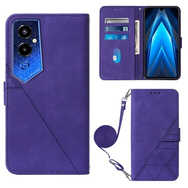 Case cover For Tecno Pova 4 Pro Crossbody 3D Embossed Flip Leather Phone Case(Purple)
