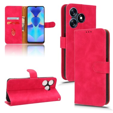 Case cover For TECNO Spark 10 Skin Feel Magnetic Flip Leather Phone Case(Rose Red)