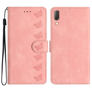 Case cover For Sony Xperia L3 Seven Butterflies Embossed Leather Phone Case(Pink)