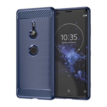 Case cover Brushed Texture Carbon Fiber Shockproof TPU Case for Sony Xperia XZ3(Navy Blue)