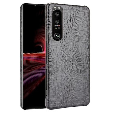 Case cover For Sony Xperia 1 III Shockproof Crocodile Texture PC + PU Case(Black)