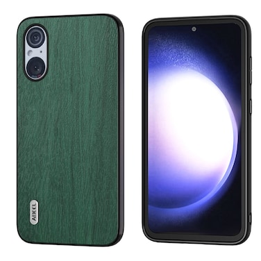 Case cover For Sony Xperia 5 V ABEEL Wood Texture PU Phone Case(Green)