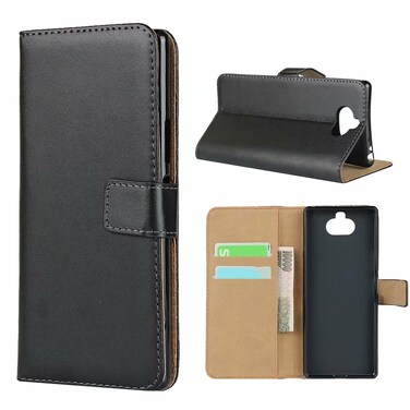 Case cover For Sony Xperia 20 Leather Horizontal Flip Holster With Magnetic Clasp and Bracket and Card Slot and Wallet(Black)