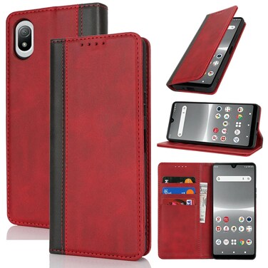 Case cover For Sony Xperia Ace III Calf Texture Color Stitching Leather Phone Case(Red Black)