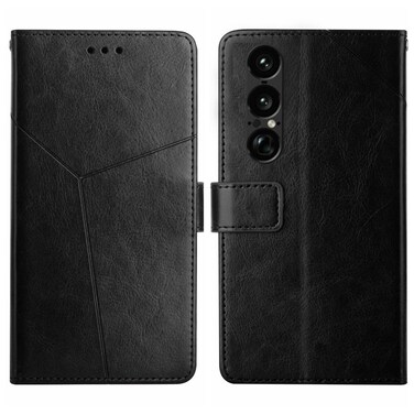 Case cover For Sony Xperia 1 VII Y-shaped Pattern Flip Leather Phone Case(Black)
