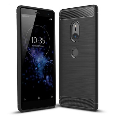 Case cover For Sony Xperia XZ2 Brushed Texture Carbon Fiber Shockproof TPU Protective Back Case(Black)
