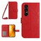 Case cover For Sony Xperia 1 VII Skin Feel Sun Flower Embossed Flip Leather Phone Case with Lanyard(Red)