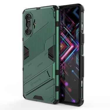 Case cover For Xiaomi Redmi K40 Gaming Punk Armor 2 in 1 PC + TPU Shockproof Case with Invisible Holder(Green)