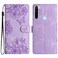 Case cover For Xiaomi Redmi Note 8T Cherry Blossom Butterfly Skin Feel Embossed PU Phone Case(Purple)