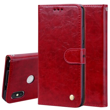 Case cover Business Style Oil Wax Texture Horizontal Flip Leather Case for Xiaomi Redmi S2, with Holder &amp; Card Slots &amp; Wallet (Red)