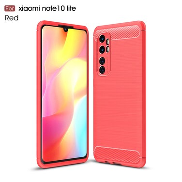 Case cover For Xiaomi Mi Note 10 Lite Brushed Texture Carbon Fiber TPU Case(Red)
