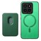 Case cover For Xiaomi Redmi Turbo 3 5G Retro Magsafe Card Bag PU Back Cover Phone Case(Green)