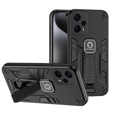 Case cover For Xiaomi Poco F5 5G Shockproof Holder Phone Case(Black)