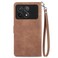 Case cover For Xiaomi Redmi K70 Embossed Flower Zipper Leather Phone Case(Brown)