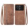 Case cover For Xiaomi Redmi K70 Embossed Flower Zipper Leather Phone Case(Brown)