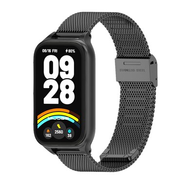 Case cover For Xiaomi Smart Band 9 Active / Redmi Band 3 Mijobs Metal Shell Milan Buckle Watch Band(Black)