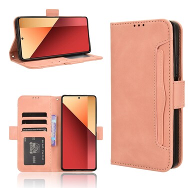 Case cover For Xiaomi Redmi Note 13 Pro 4G Global Skin Feel Calf Texture Card Slots Leather Phone Case(Pink)