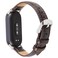 Case cover For Xiaomi Smart Band 9 / 8 Silver Metal Connector Genuine Leather Watch Band(Bamboo Joint Coffee)