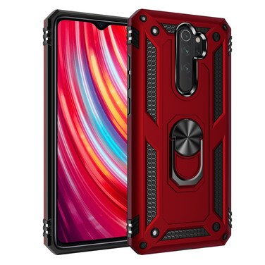 Case cover For Xiaomi Redmi Note 8 Pro Armor Shockproof TPU + PC Protective Case with 360 Degree Rotation Holder(Red)