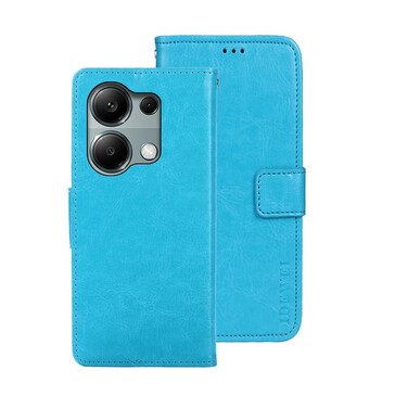 Case cover For Xiaomi Redmi Note 13 Pro 4G idewei Crazy Horse Texture Leather Phone Case(Sky Blue)