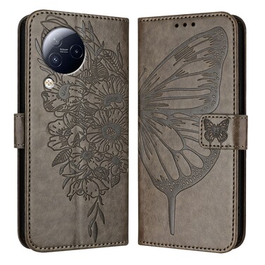Case cover For Xiaomi Civi 3 5G Embossed Butterfly Leather Phone Case(Grey)
