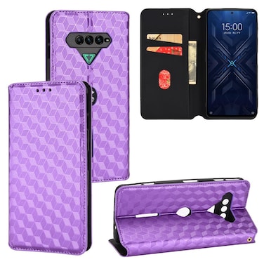 Case cover For Xiaomi Black Shark 4 Cubic Grid Texture Flip Leather Phone Case(Purple)
