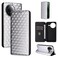 Case cover For Xiaomi Poco F7 Pro / F7 Ultra Cubic Grid Texture Flip Leather Phone Case(Silver)