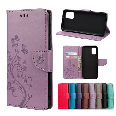 Case cover For Xiaomi Redmi Note 10 5G Butterfly Flower Pattern Horizontal Flip Leather Case with Holder &amp; Card Slots &amp; Wallet(Light Purple)