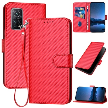 Case cover For Xiaomi 10T 5G / 10T Pro 5G / Redmi K30S YX0070 Carbon Fiber Buckle Leather Phone Case with Lanyard(Red)