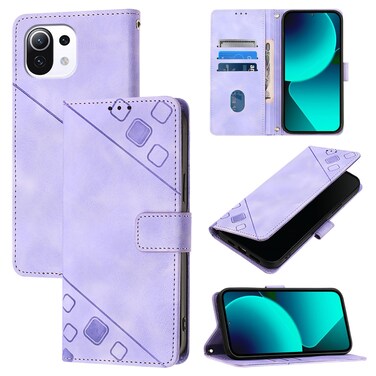 Case cover For Xiaomi Mi 11 Lite / Mi 11 Lite 5G Skin Feel Embossed Leather Phone Case(Light Purple)