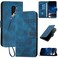 Case cover For Xiaomi Pocophone F1 YX0080 Grid Butterfly Embossed Pattern Leather Phone Case with Lanyard(Dark Blue)