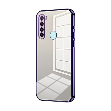 Case cover For Xiaomi Redmi Note 8 / Note 8 2021 Transparent Plating Fine Hole Phone Case(Purple)