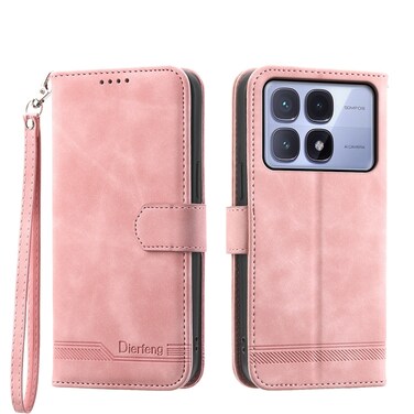 Case cover For Redmi K70 Ultra Dierfeng Dream Line TPU Hybrid PU Leather Phone Case(Pink)